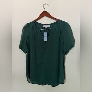 LOFT Henley puff sleeve blouse